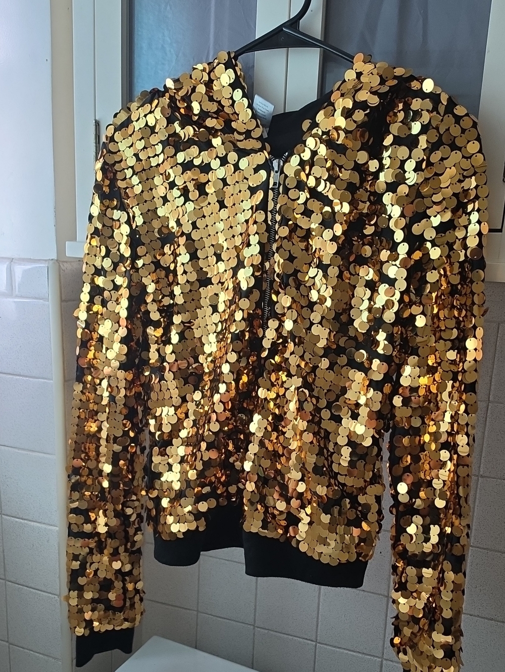 Gold Sequin Hooded Jacket - Women's Sparkle Coat